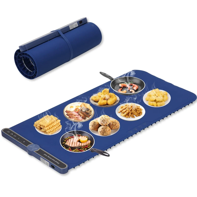 Warming Mat for Food Extra Large 80cm*38cm, Heating Mat for Food, Foldable Food Warming Mats for Countertops, Parties and Daily Use with 6 Hours Timer and 9 Temperature Levels