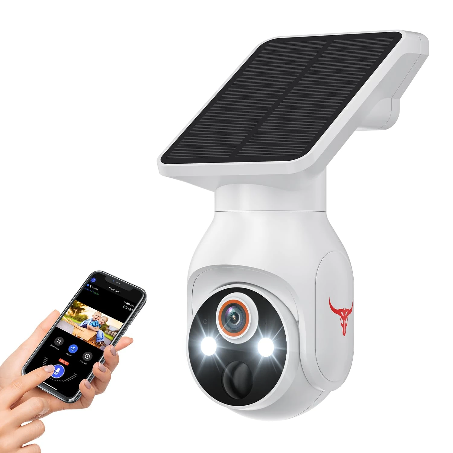 HopeFlex 1080p WiFi Security Camera with Solar Panel, Battery Powered, Pan Tilt, AI Motion Detection, Night Vision, 2-Way Talk, IP65, Cloud Storage (Sold Separately), 2.4GHz WiFi Only