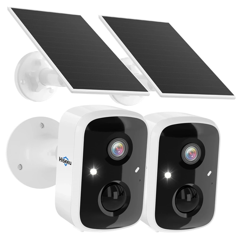 Hiseeu 4MP Wireless Solar Security Camera Outdoor Color Night Vision,Battery Powered Camera with Solar Panel,CCTV Camera Outdoor with PIR Motion,Color Night Vision,2-Way Audio
