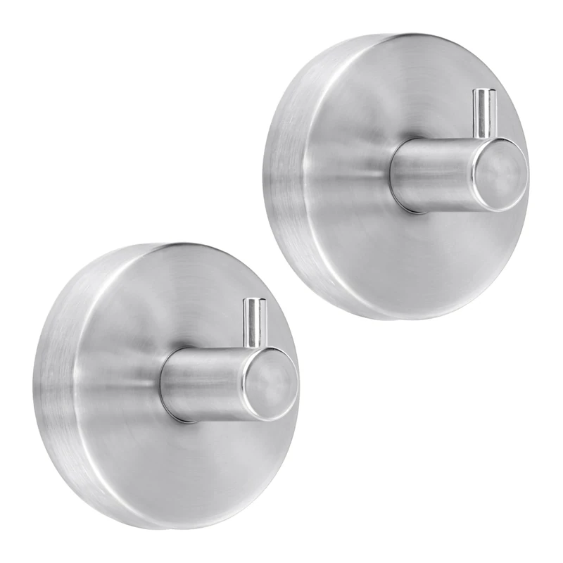 Dntorx Suction Cup Hooks, 2 Pack Silver Stainless Steel Suction Hook for Shower Bathroom Towel Hook Holders Shower Hooks Hanging Towels, Loofah, Robe, Coat,