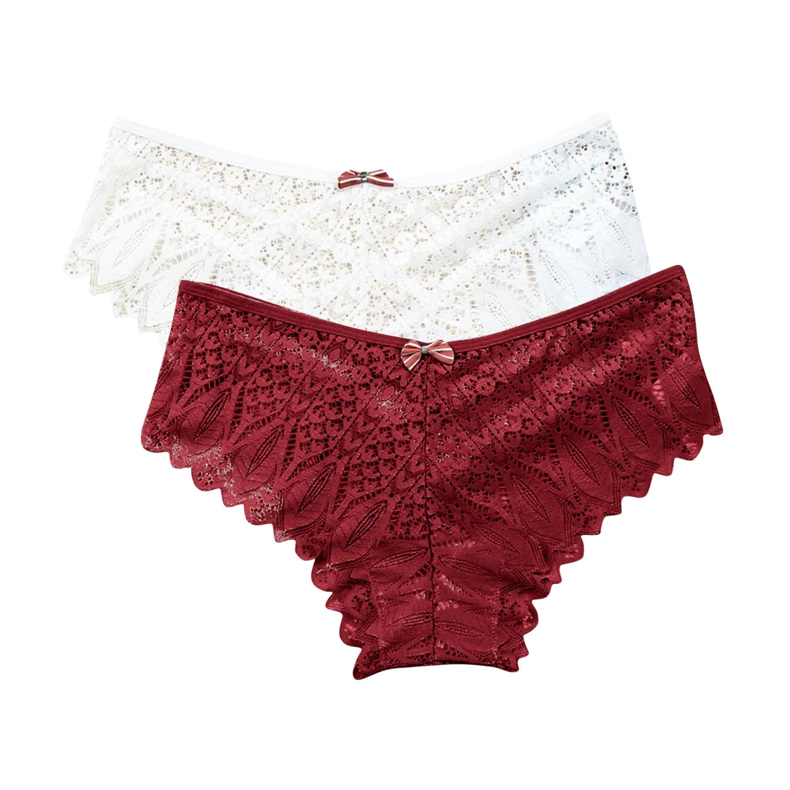 2 Pack Lace Underwear for Women Sexy Floral Lace Hipster Panties See Through Low Waist Briefs Naughty Lingerie Sexy Thongs for Women Ladies Knickers Sexy Bikini Daily Underwear Underpants