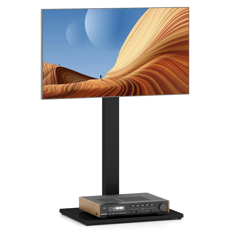 TANGZON Universal Floor TV Stand, Mount TV Stand with 5-level Adjustable Height, 26 Degree Swivel, TV Floor Bracket for 32"-70" Screens, Max VESA 600 x 400 mm, Perfect for Bedroom Living Room Office