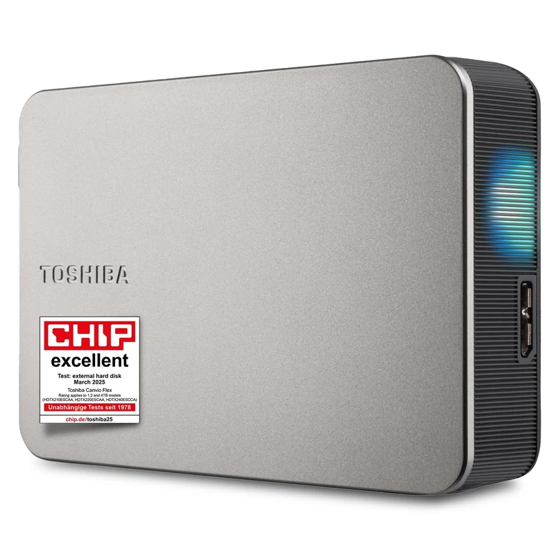 Toshiba Canvio Flex 4TB – Portable 2.5’’ External Hard Drive (HDD) for Mac, Windows PC, Smartphone and Tablet Use, Compatible with Most USB-C and USB-A Devices, Warm Silver (HDTX240ESCCA)