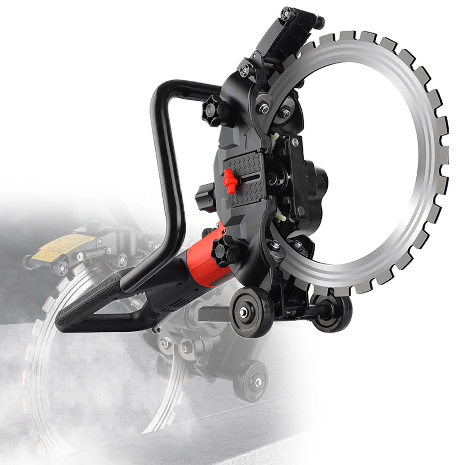 SaryEdge Electric Concrete Toroidal Saw, 6000W Concrete Cutter Saw with Linkage Water Pump, 29mm Cut Depth, 3000rpm Cutting Machine with Splash Guard & Training Wheels(