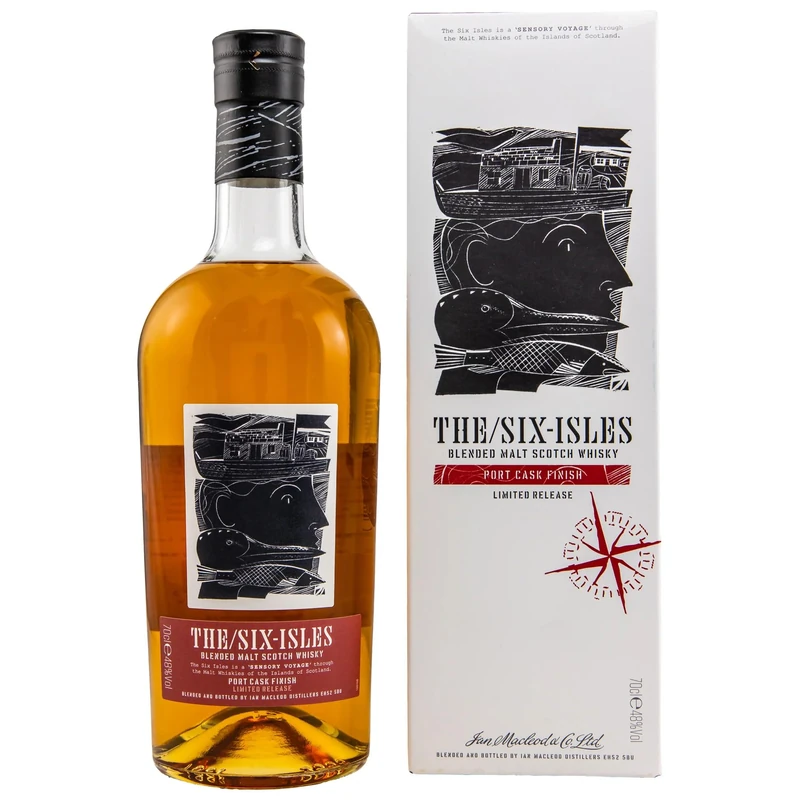 The Six Isles Port Cask Finish Blended Scotch Whisky 70cl | 48% ABV | Gift Box | Island Malt Blend from Islay, Skye, Orkney, Mull, Arran & Jura - Image 1