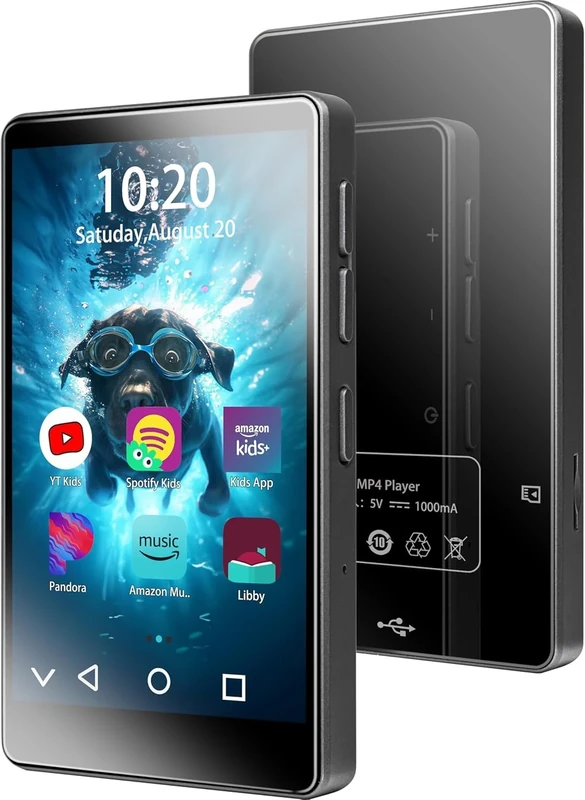 144GB MP4 Video Player (with Bluetooth and WiFi), MP3 Music Player (with Spotify, Amazon Music, YouTube, YT Kids), 4.0" IPS Touchscreen Android player (with speakers) Android 8.1