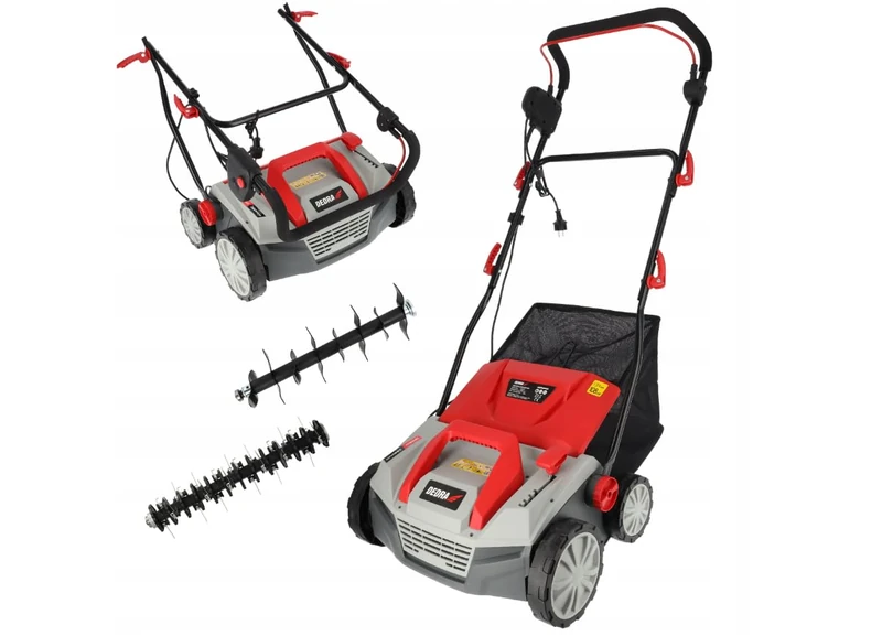 Dedra Scarifier/Lawn Aerator Strong 1800 W, 3500 RPM, 38 cm Working Width, Low Noise Level, 45 L Collection Bag, with Lawn Aerator Function, Electric Drive, 12.5 kg Weight