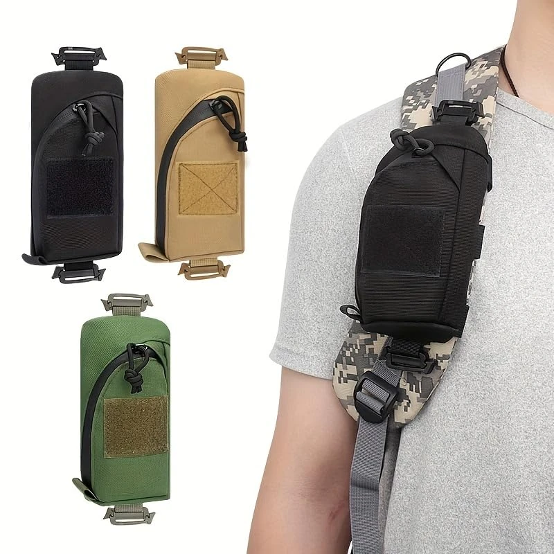 Tactical Shoulder Strap Bag with Molle System - Nylon Outdoor Accessory Bag, Khaki