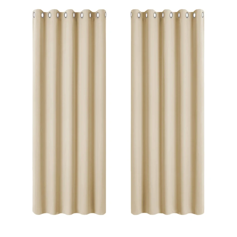 PONY DANCE Thermal Insulated 84 Inch Drop Window Curtains for Living Room Eyelet Extra Long Curtains & Drapes Beige Lounge Panels for Room Darkening, 1 Pair, W66 X L84, Biscotti Beige