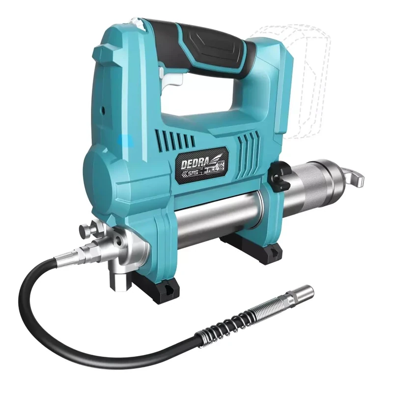 DEDRA SAS + All DED6915 690BAR 18V Cordless Lubricant Sensor Ergonomic Handle 16oz Lubricant Container Hose Holder Lubricant Volume Regulator No Battery