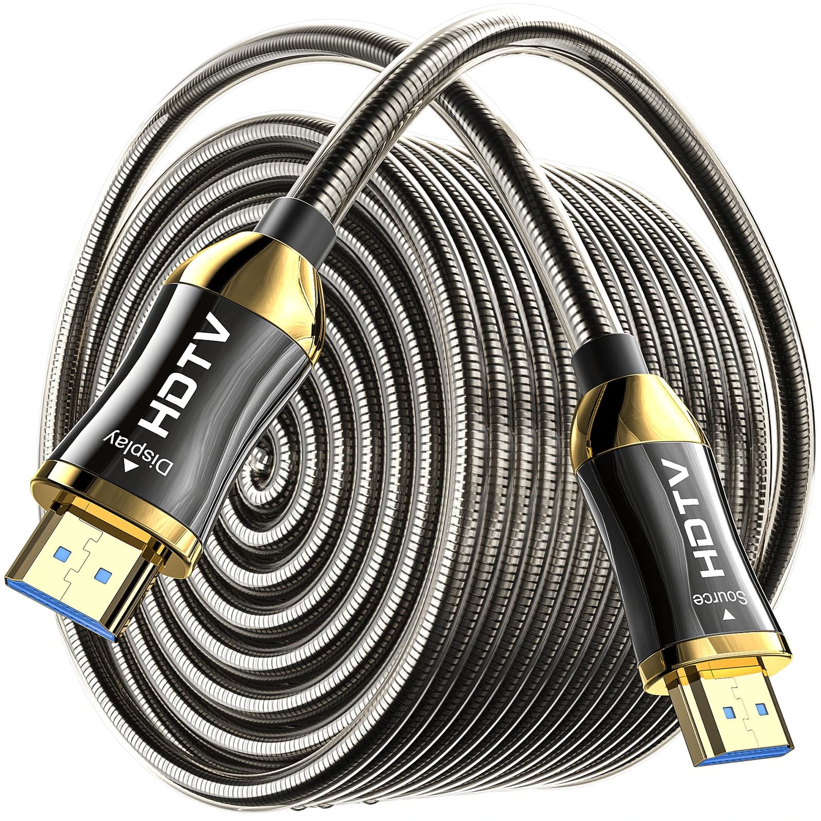 SMICEM 8K HDMI Fibre Optic Cable 60M, Steel Armour Optical HDMI 2.1 Cable 48 Gbps Ultra High Speed 8K@60Hz 4K@120Hz Dynamic HDR eARC Dolby HDCP 2.2 & 2.3 for HDTV/Projector/Home Cinema/TV