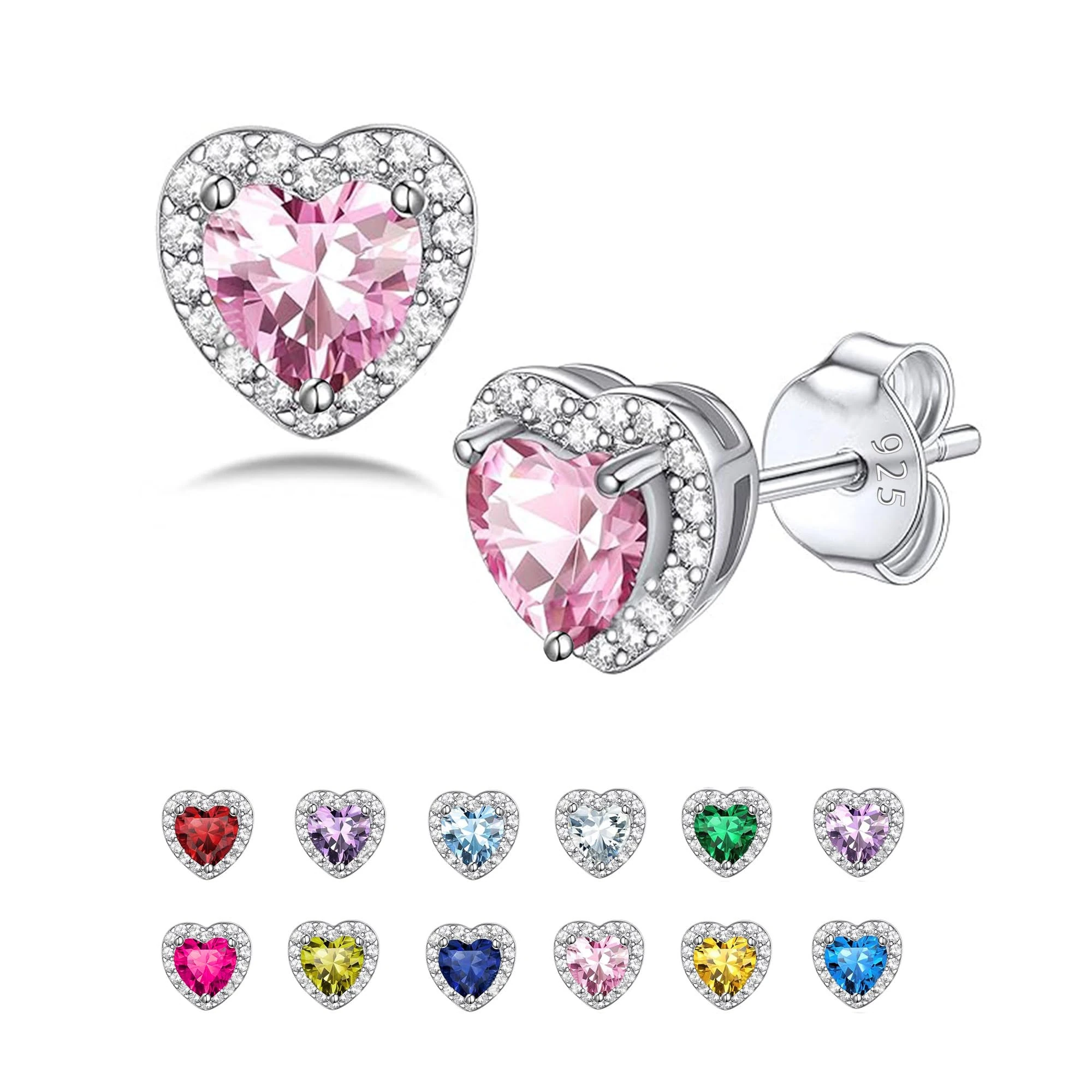 Seleneva Birthstone Stud Earrings for Women Sterling Silver Dainty Earring Crystal Zirconia Stud Earrings Birthday Christmas Valentine's Day Jewellery Gifts for Mum Sisters Girlfriend (Oct.)