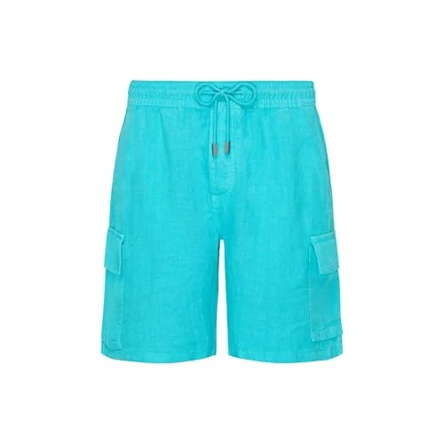 Vilebrequin, Linen Bermuda Shorts Cargo Pockets, M, Disco Green