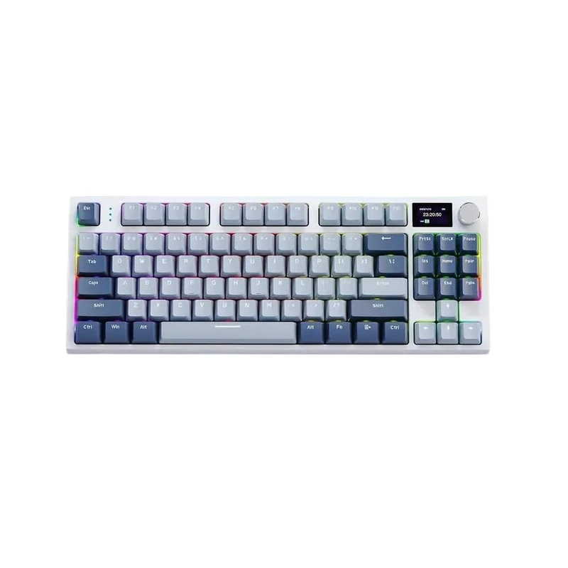 PAQtnR K86 Wireless Mechanical Gaming Keyboard With TFT Screen RGB Hot Swap Feature Metal Knob Tri-Mode Connectivity And Macro Support(Peppermint)