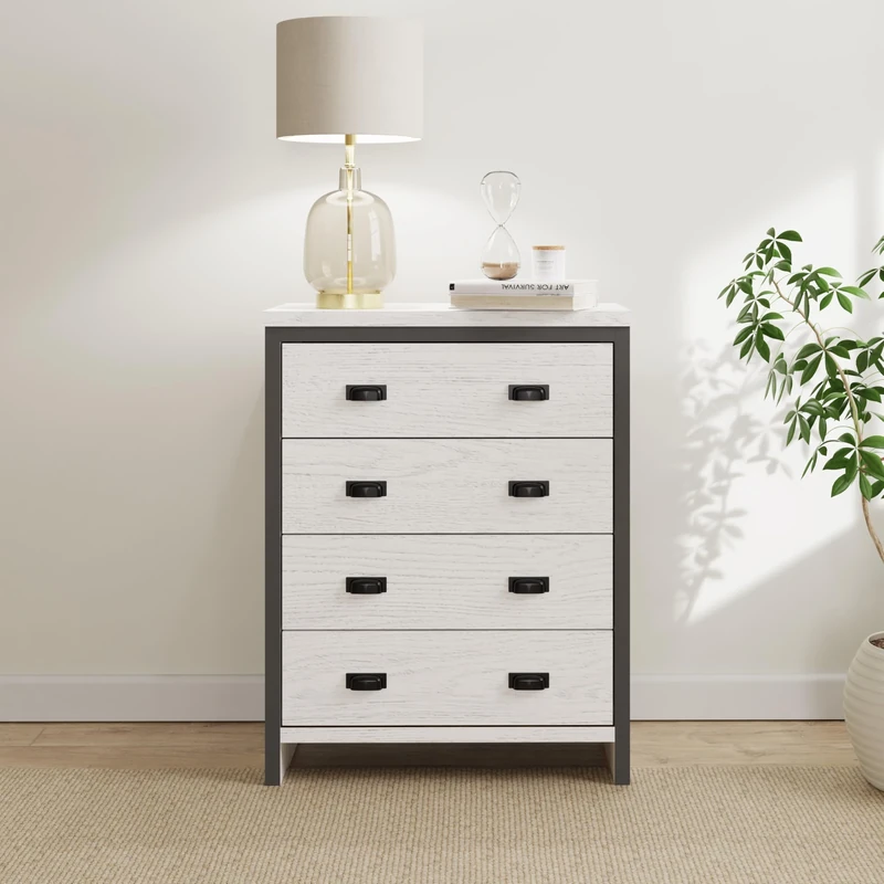 GFW Boston 4 Drawer Chest Organiser Storage Compact Bedroom White