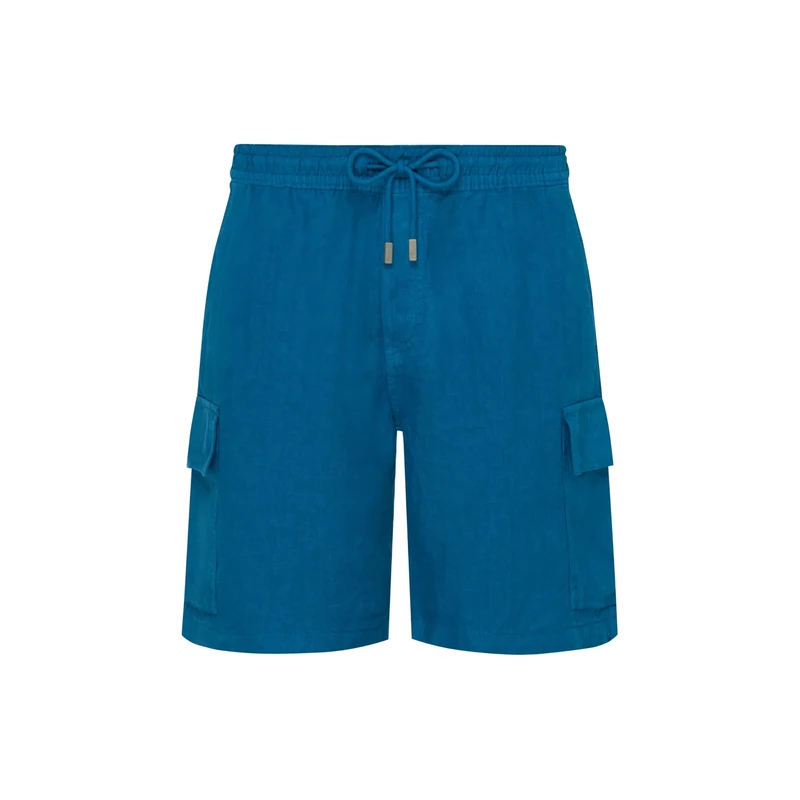 Vilebrequin, Linen Bermuda Shorts Cargo Pockets, M, Peacock