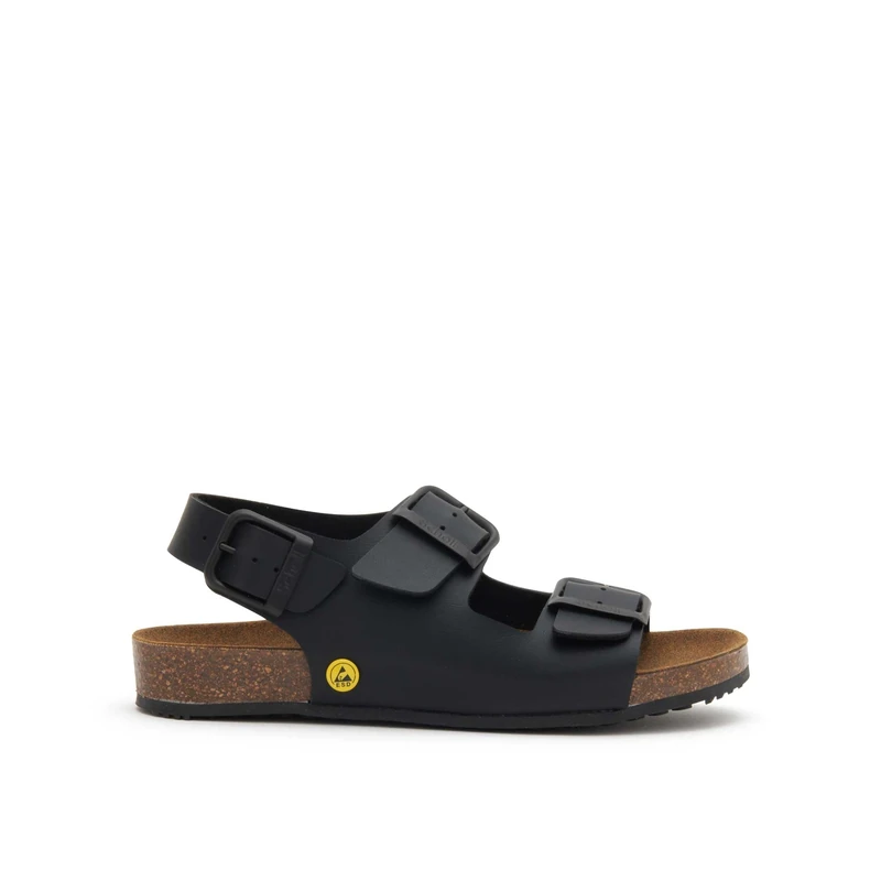 Scholl Unisex's Cork Pro Sandalo Flat Sandal, Black, 6 UK