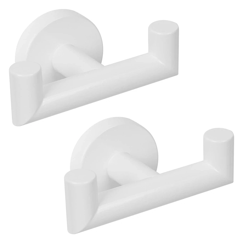 YUET Door Hooks,Double Metal Coat Hooks Wall Mounted, Heavy Duty 10kg Capacity,White Bathroom Door Hook SUS 304 Stainless Steel for Hanging Towel,Robes,Coats,Sponges,Clothes