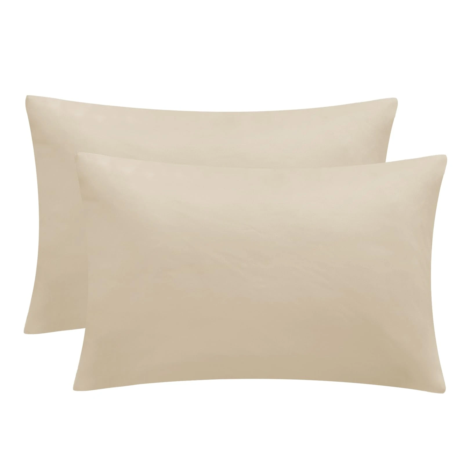 Aisbo Khaki Pillow Cases 2 Pack - Taupe Standard Plain Pillowcases Set of 2, Soft Pair of Microfiber Pillow Cover with Envelope Closure 50x75 cm