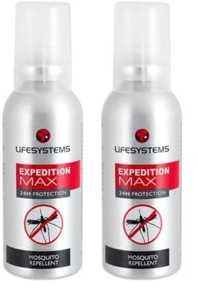 Lifesystems Insect Repellent Expedition Maximum DEET Pump Spray | Repels Mosquitoes, Biting Insects, Ticks | Up to 8hrs Protection, Ideal For Any Destination Including Jungle Tropics, Silver (Pack of 2)