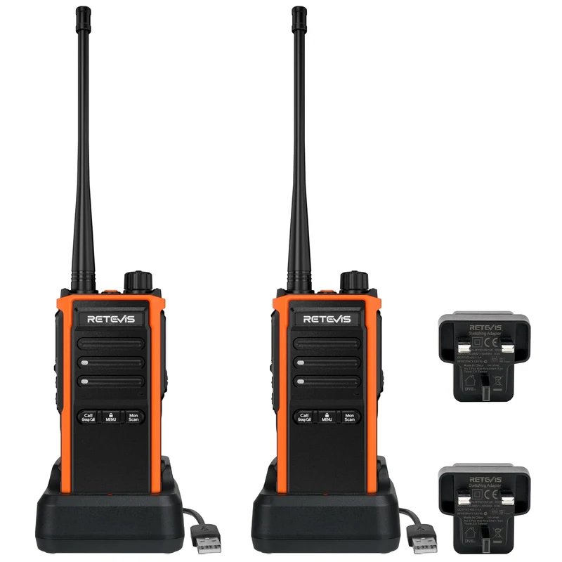 Retevis C65B Walkie Talkies Long Range, IP67 Waterproof 2 Way Radio, 3 Shortcut Keys, 1800mAh with Fast Charging, Type-C, Professional Walkie Talkies for Adults for Outdoor Adventure Rescue(2 Pack)