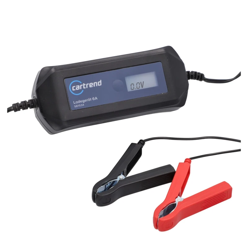 cartrend Car Charger DP 6.1 for Auto Start Function After Power Outages, Maintenance-Free, Lead Acid, GEL, EFB, AGM, Cars, Motorcycles, Boats and Tractors, Microprocessor Technology, Black, 6A
