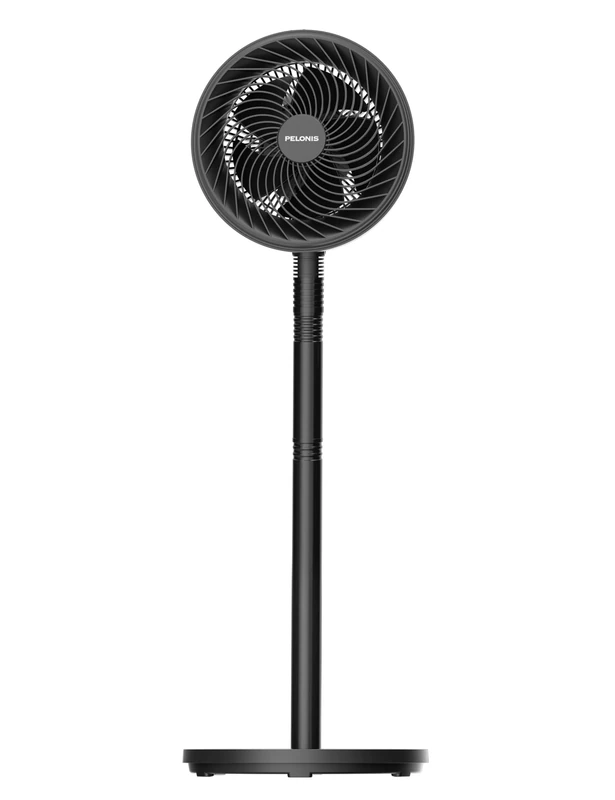 PELONIS 4-Height 2 In 1 Adjustable Pedestal Circulator Fan - Ultra-Quiet Oscillating Fan with 90° Wide-Angle Tilt & 3 Speeds for Bedroom, Office, Home Use (Black)