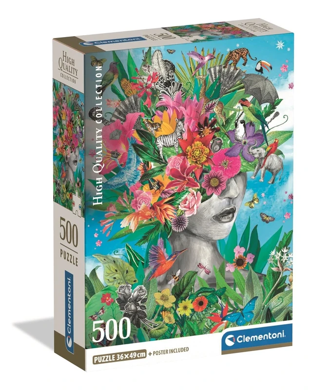 Clementoni Jigsaw Puzzle 500 pieces, Collection Head in the Jungle, Puzzle for Adults 14-99 Years, Compact box, Made in Italy, 35600