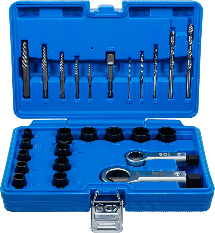 BGS DIY 74581 | Twist Socket (Spiral Profile) / Screw Extractor and Nut Splitter Set | 26 pcs.