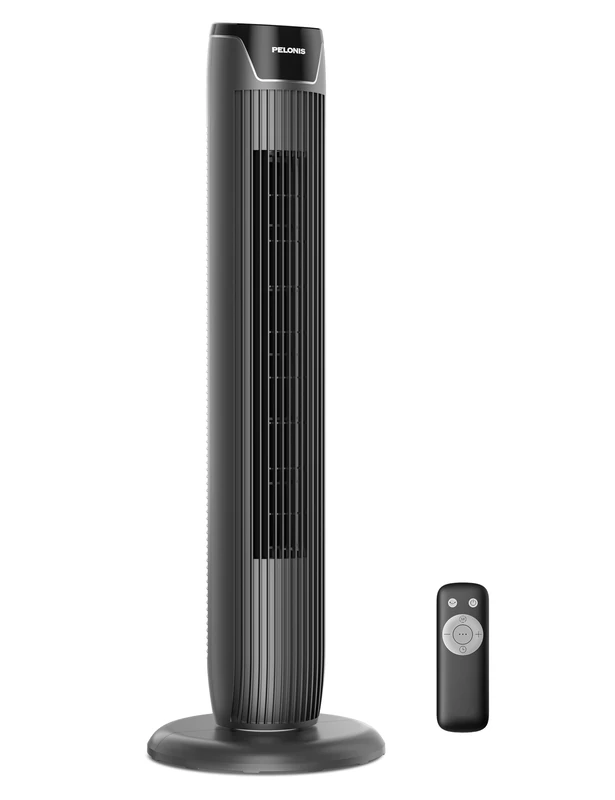 PELONIS Oscillating Tower Fan with Remote - 5-Speed & 4 Modes (AI/Natural/Sleep) Quiet Cooling, 9H Timer, LED Display/Power Memory Function - Energy Efficient Home Office Bedroom Fan