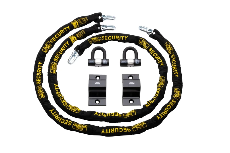 Burg-Wächter GKM10mm Duo Kit Sold Secure Diamond & Gold 10mm Keyed Alike Twin Pack, Black, 2M Chain, Lock & Ground Anchor