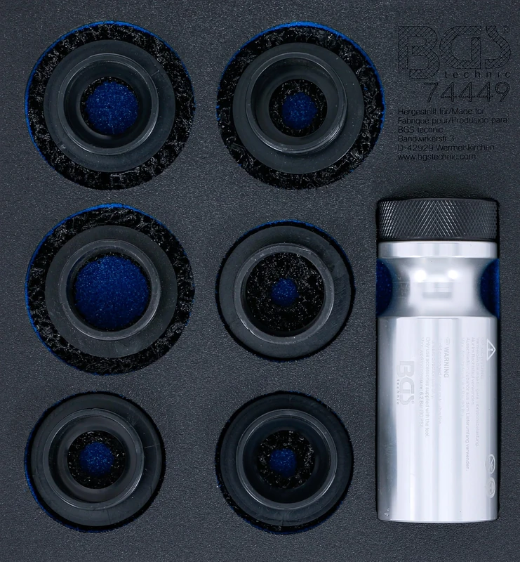 BGS DIY 74449 | Tool Tray 1/6: Wheel Hub Grinder Set | for Stud Bolts and Wheel Nut Bolts | 7 pcs.