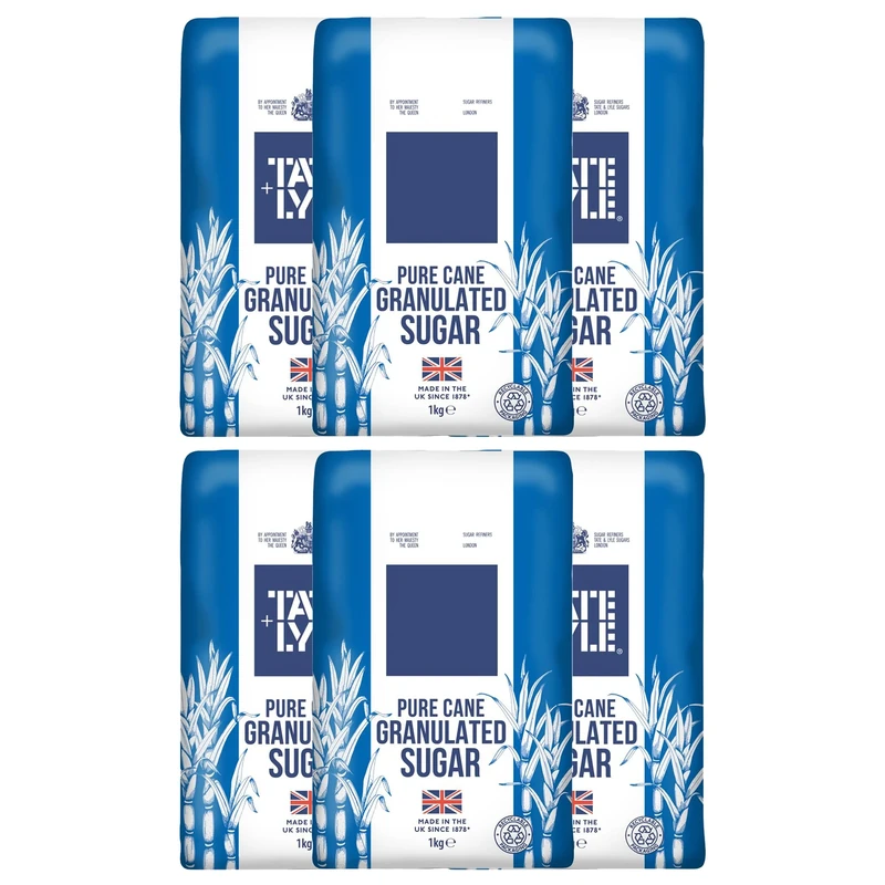 Granulated Sugar 1kg (Pack of 6) | Pure Cane Sugar for Baking, Cooking & Beverages | Perfect for Everyday Use | Packed by Saras Foods UK