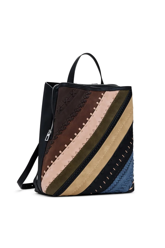 Desigual Quebec Faux Leather Panel Patchwork Backpack 25WAKP09