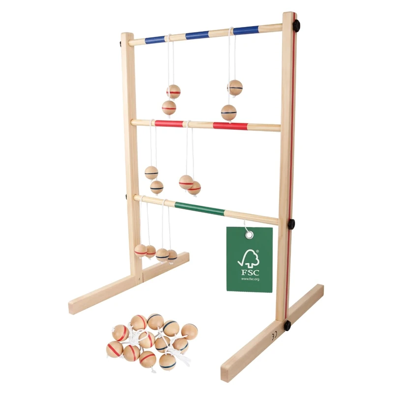 Home It Premium FSC Wood Ladder Golf - Outdoor Throwing Game for Children & Adults - Garden Game - Includes 6 Balls - 88 x 61 x 60 cm - Image 1