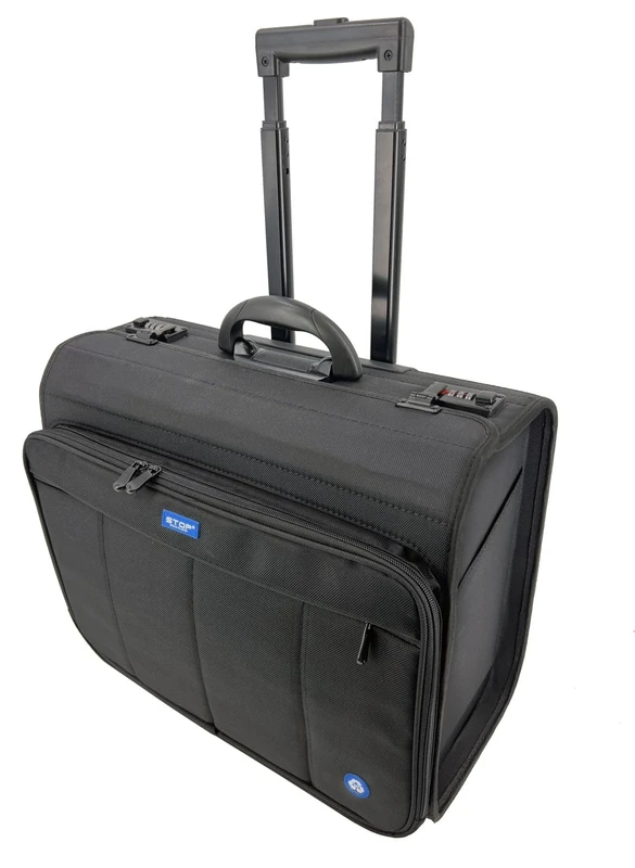 Stop Ocean Plastic RPET Samar 46216 Trolley Pilot Case Laptop Case with Lockable Trolley System, 2 Combination Locks, DIN A4 Slip Pocket, Approx. 39 x 47 x 24 cm, Business Trolley, Anthracite, - Image 1