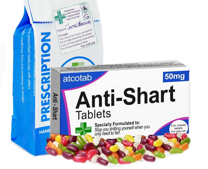 Anti Shart Fart Joke Prescription Pill Box With Jelly Beans Funny Gift for Birthdays OAP Over the Hill Get Well Soon 40th 50th 60th 70th Celebrations Men and Woman