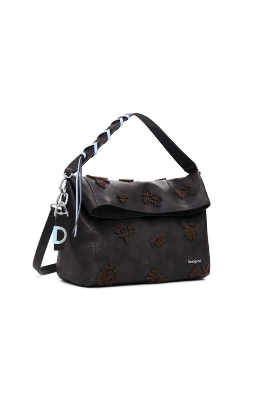 Desigual cross body bag Loverty 3.0 Stencil Flower Shoulder Bag Chocolate dark brown