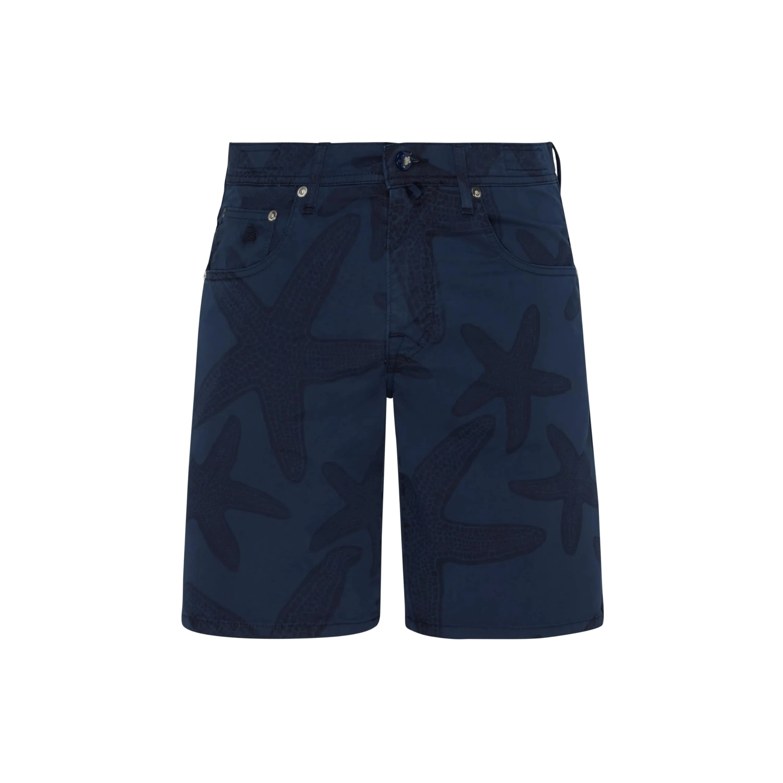 Vilebrequin, Bermuda Shorts Starfish Darkening Printed Gabardine, 36, Navy