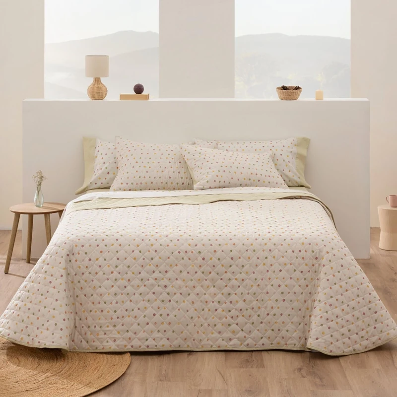 Burrito Blanco Bouti Bedspread, 100% Microfiber, Multi-Coloured, Ancho de 150 a 160