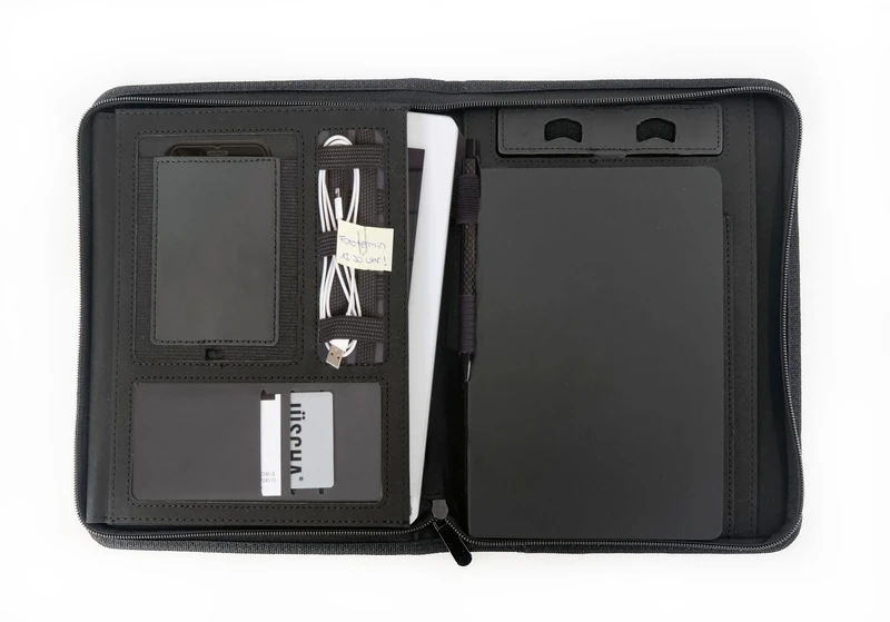 Stop Ocean Plastic MAUPITI 46225 Zip Folder, Conference Folder in DIN A5 Format with Tablet Stand, Vista Card Compartments, Multifunctional Compartment, Business Folder, Approx. 27.5 x 20 x 2.5 cm,