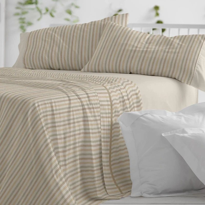 Burrito Blanco | Cotton Bedding Set | 180 cm Bed Design 628 | Color Camel (180x190/200 cm.)