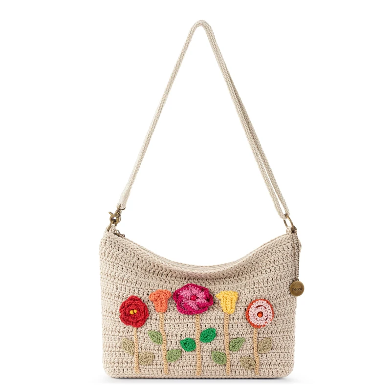 The Sak Lumi Convertible Crossbody Purse - Women's 3-in-1 Handbag for Everyday & Travel -Small Clutch Bag With Zipper Closure, Flower Ecru, One Size