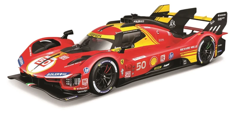 Bburago FERRARI RACING 499P LE MANS HYPERCAR (2024) AF CORSE #50 - DELUXE HARD CASE - 1:18 Scale - Incredibly Detailed Die-Cast Replica Collectible Race Car Model