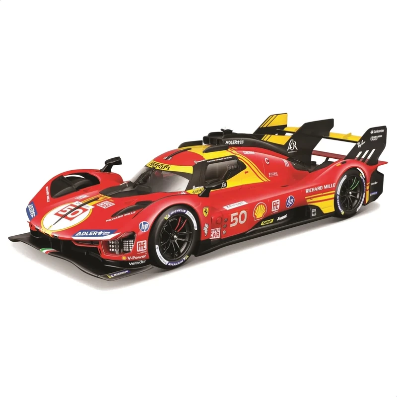 Bburago Ferrari 499P LMH 24H Le Mans Champion 2024#50 Scale 1:18, Diecast Winner Replica, Opening Doors and Steering, Ferrari Licence, Age 14+