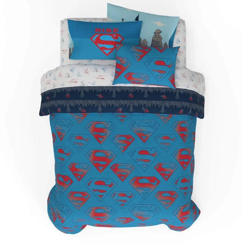 Franco Superman DC Comics Kids Bedding Super Soft & Cozy Reverisble Microfiber Comforter and Sheet Set with Sham, 7 Piece Full Size, (Officially Licensed Product)