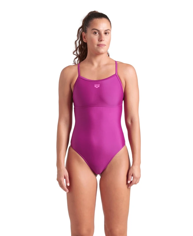 ARENA Women's Feel Solid Light Drop Back Swimsuit Ladies Athletic Swimwear Purple Wine