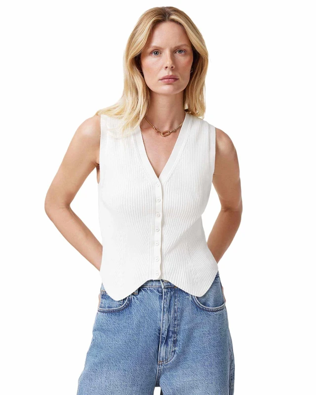 Allsaints Women's Cruz Vest, White Chalk, M