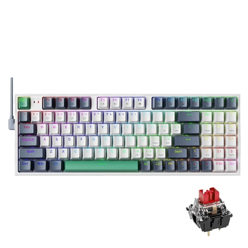 BHWONRZY K500 Wired Gaming Keyboard - Swappable 94 RGB Red Switch