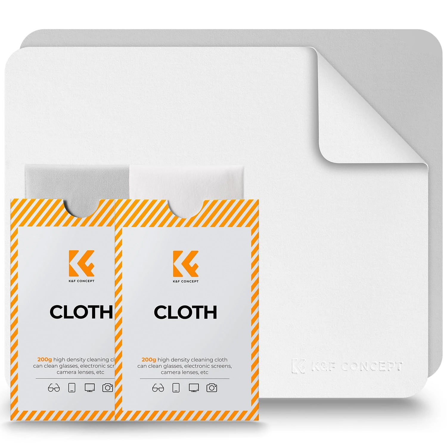K&F CONCEPT Glasses Cleaning Cloth | Premium Microfiber Cleaning Cloths, Lens Cleaning Cloth for Camera Lenses, Eyeglasses, Screens, Cameras, Tablets -Washable, 2 Pack, 6 x 7 inches (15 x 18 cm)